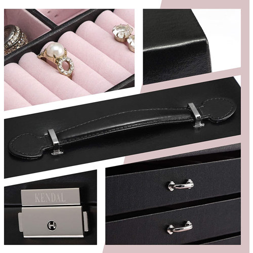 Kendal Black Leather Jewelry Box Travel Case And Lock Wayfair